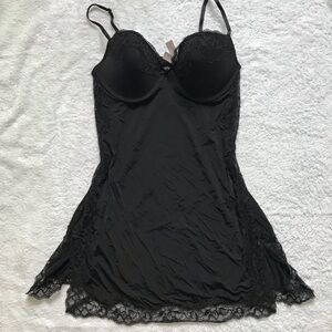 Victoria’s Secret black lace slip dress and push up bra. Size 36C